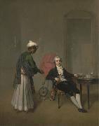 Arthur William Devis Portrait of a Gentleman, Possibly William Hickey, and an Indian Servant oil painting on canvas
